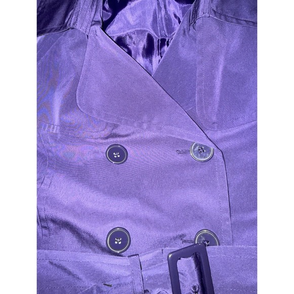 FOG by London Fog Trench Coat Double Breasted Purple Short Rain Jacket Women's X - Picture 4 of 5
